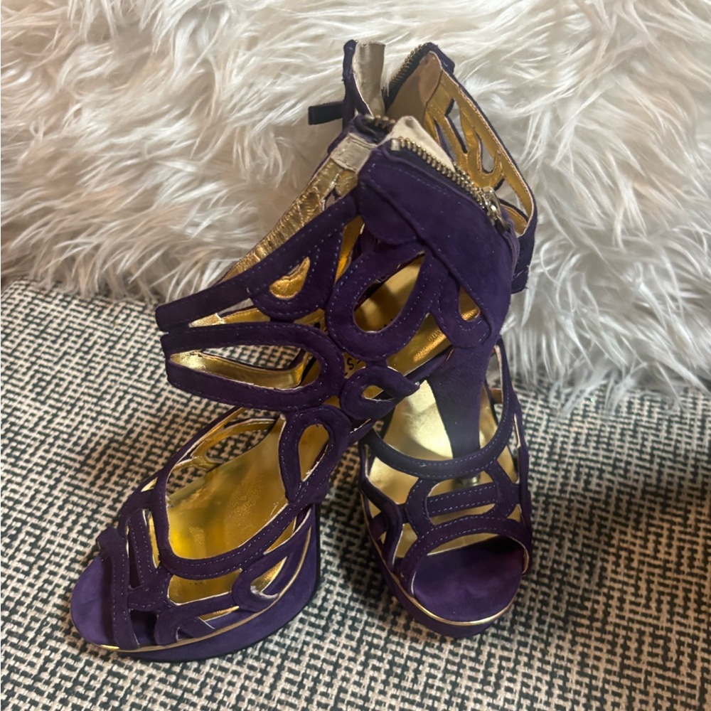 Nine West Purple Suede Pointed Stiletto Heels